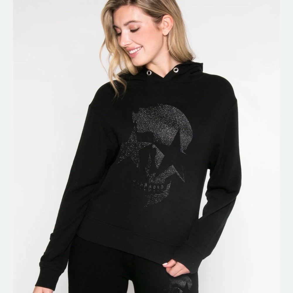 CHRLDR SHADOW SKULL HOODIE SWEATSHIRT Womens size M